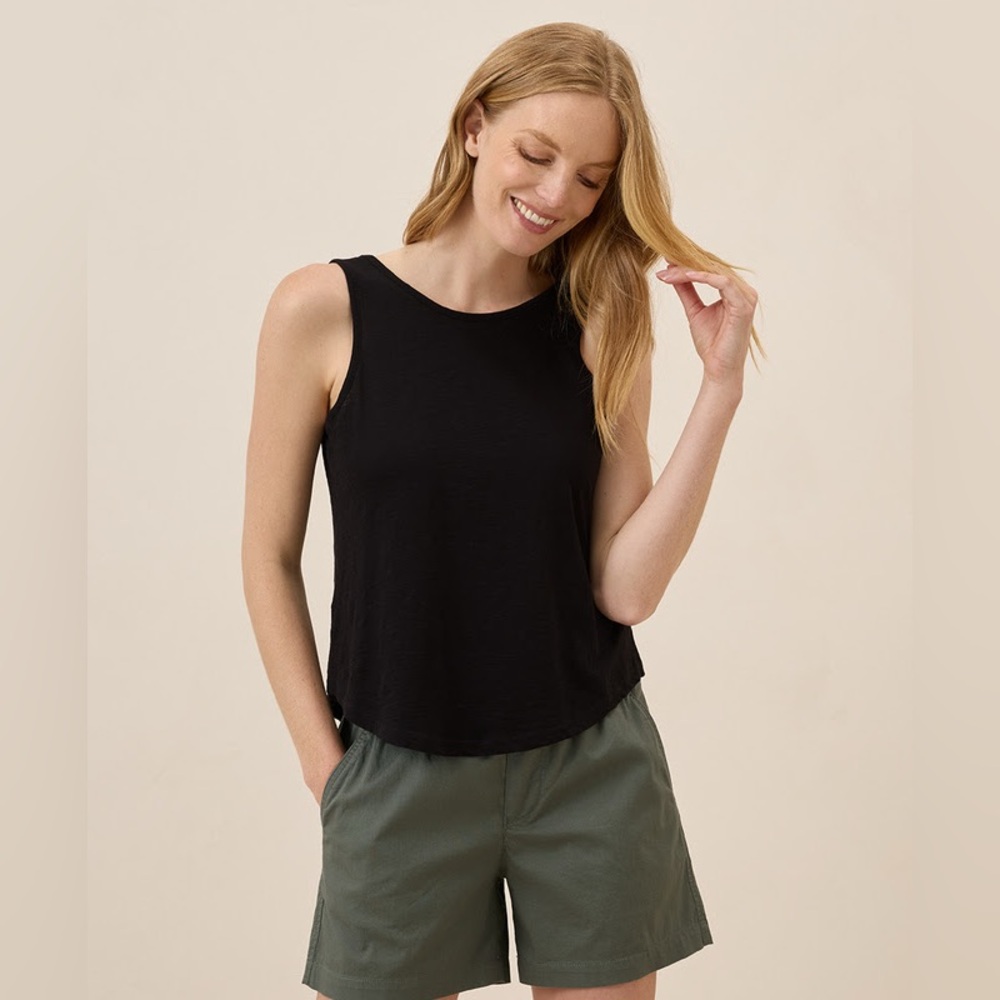 PACT Womens Slub Knit V Neck Reversible Sz XXXL Black Organic Cotton GUC